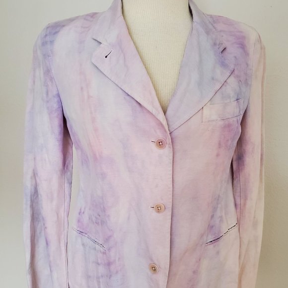 Vince linen painted Blazer 4 6 8 Pink white purple small med work summer travel